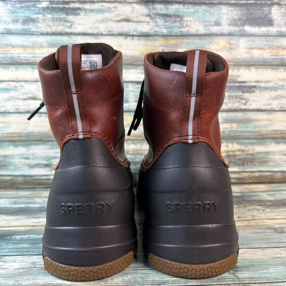 Sperry Winter Boots Mens Sz 10.5 Brown Leather Waterproof Rain Snow Lightweight - Picture 6 of 11